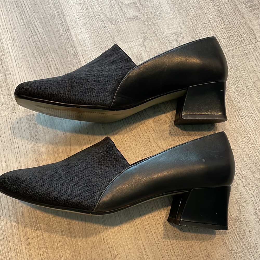 NATURALIZER Black Leather & Fabric Short Heel Shoes Size 6.5W